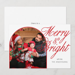 Merry & Bright Christmas Family Photo  Holiday Card