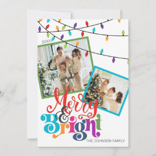 Merry & Bright Christmas Family Photo Holiday Card