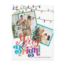 Merry & Bright Christmas Family Photo Holiday Card