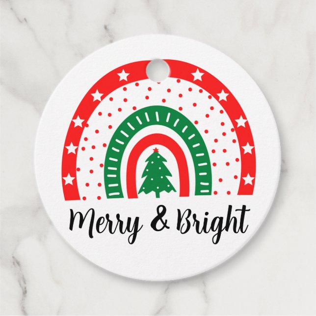 Merry & Bright Christmas Favour Tags (Front)