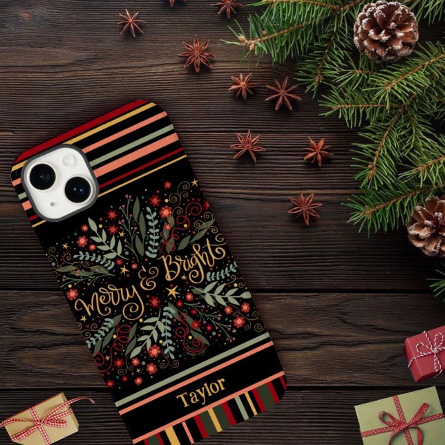 Merry Bright Christmas Festive Inspirivity Name Case-Mate iPhone Case (Creator Uploaded)