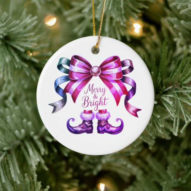 Merry & Bright Christmas Festive Ornament (Tree)