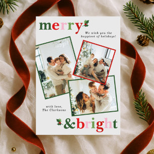 Merry & Bright Christmas Fun Family Holiday Card