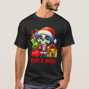 Merry Bright Christmas Funny Xmas skeleton design  T-Shirt