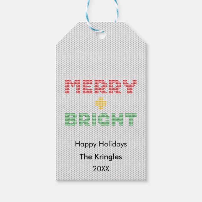 Merry & Bright Christmas Gift Tags (Front)