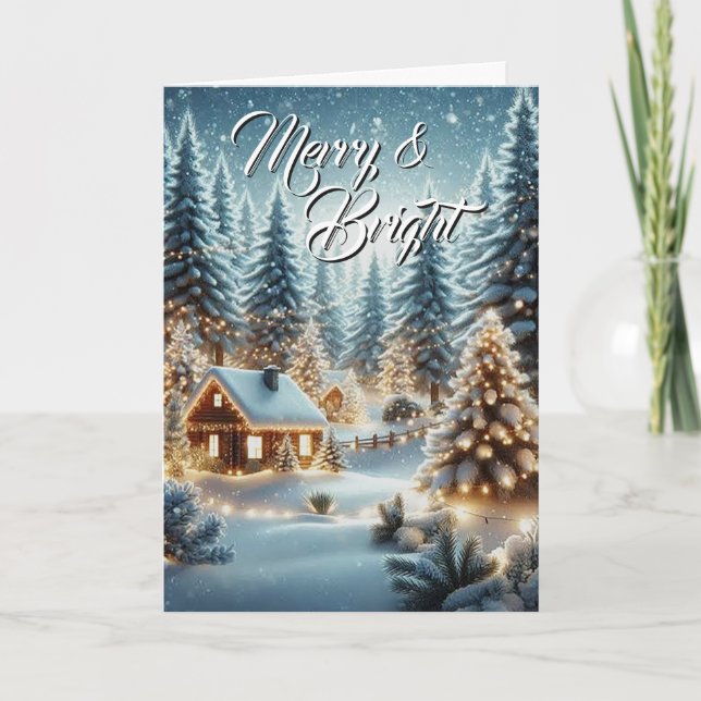 Merry & Bright Christmas Greeting Card (Front)