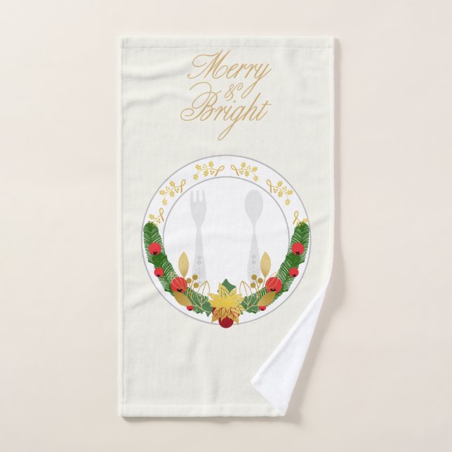 Merry & Bright Christmas  Hand Towel (Hand Towel)