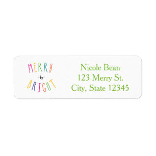 MERRY & BRIGHT Christmas Holiday Address Labels