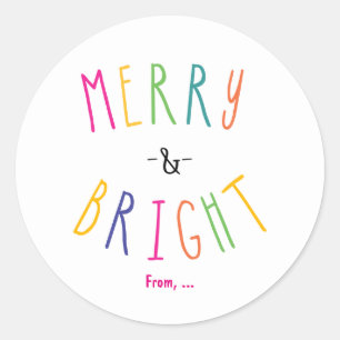 Merry & Bright Christmas Holiday Colourful Sticker