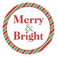 Merry & Bright Christmas Holiday Envelope Seals