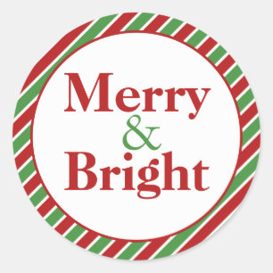 Merry & Bright Christmas Holiday Envelope Seals