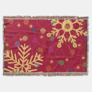 Merry & Bright Christmas Holiday Snowflake Bokeh Throw Blanket