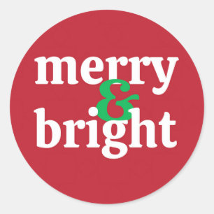 "Merry & Bright" Christmas Holiday Sticker