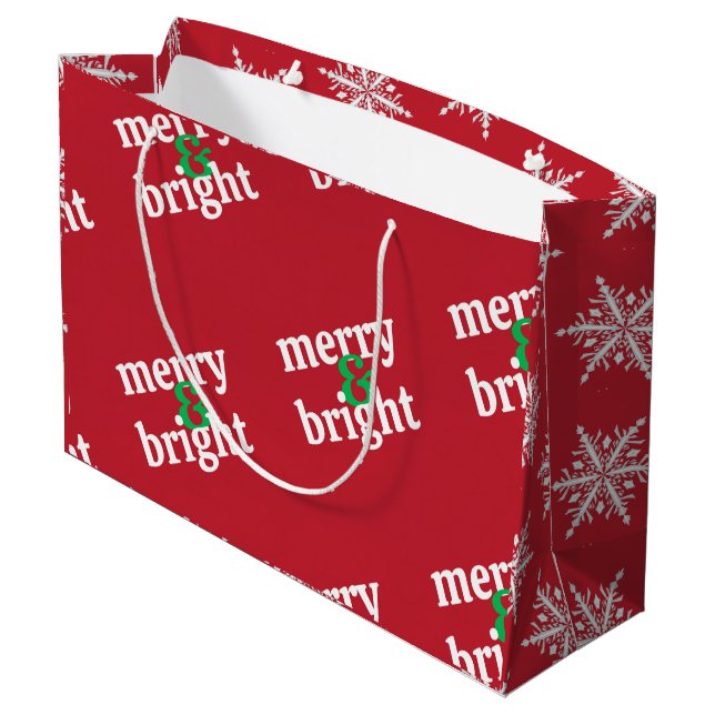 "Merry & Bright" Christmas Large Gift Bag (Back Angled)