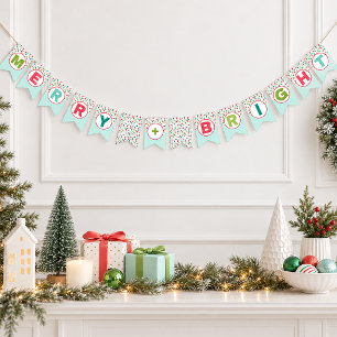 Merry + Bright Christmas Lights   Colourful Holida Bunting