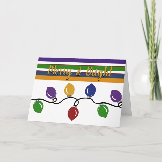 Merry & Bright Christmas Lights Colourful Holiday (Front)