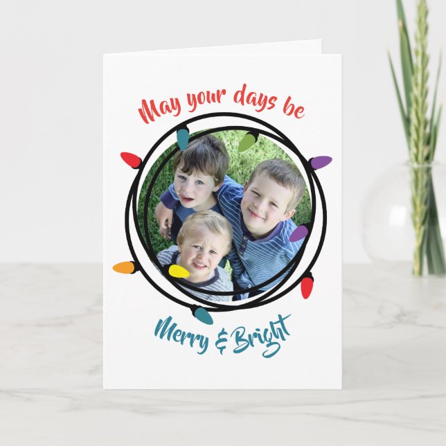 Merry & Bright Christmas Lights Holiday Card (Front)