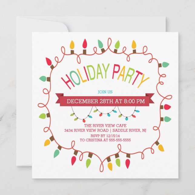 Merry & Bright Christmas Lights Holiday Invitation (Front)