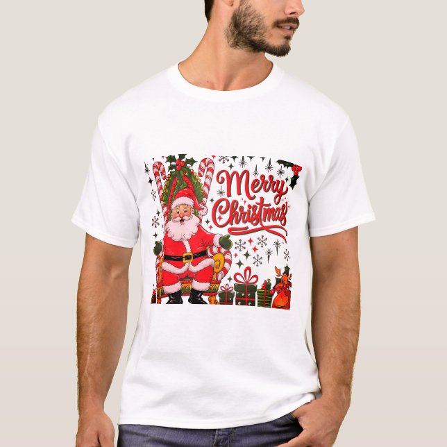 Merry & Bright Christmas Men's T-Shirts (Front)