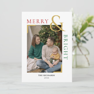 Merry & Bright Christmas Minimal Photo Card