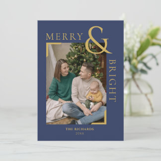 Merry & Bright Christmas Minimal Photo Card