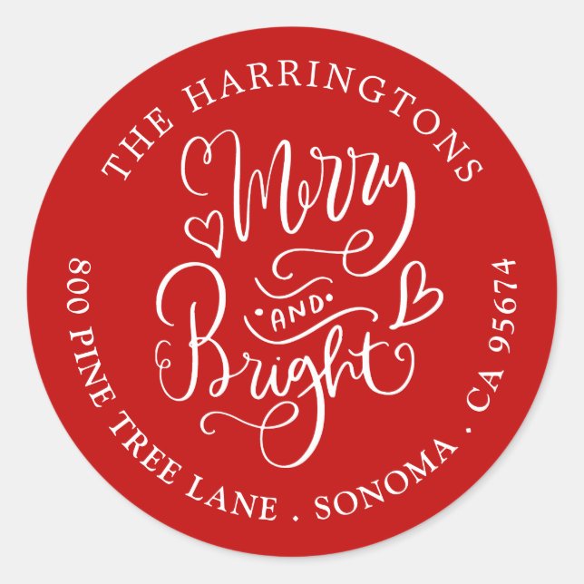 Merry Bright Christmas Name Return Address Labels (Front)