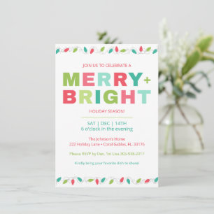 Merry + Bright Christmas Party Invitation