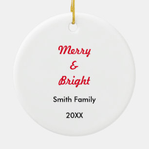 Merry Bright Christmas Photo Baby Kid Custom Cute  Ceramic Tree Decoration