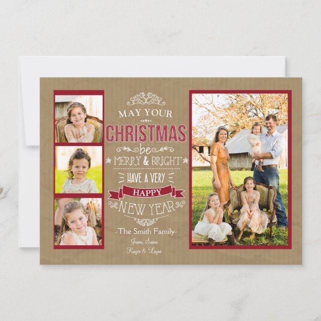 Merry & Bright Christmas Photo Card (Front)