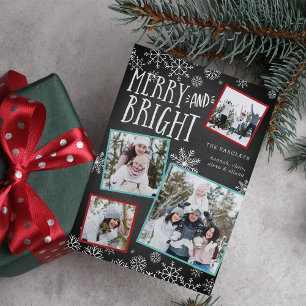Merry & Bright   Christmas Photo Collage Card