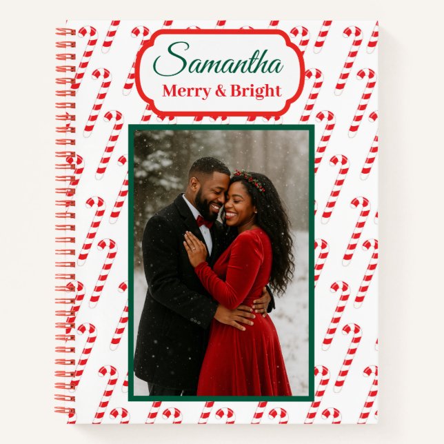 Merry & Bright Christmas Photo  Notebook (Front)