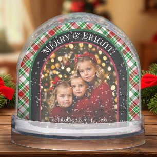 Merry & Bright! Christmas Plaid Holiday Photo Snowglobe