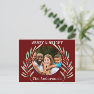 Merry & Bright Christmas Postcard 1 photo Holly.