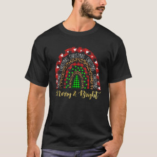 Merry Bright Christmas Rainbow Leopard Buffalo Pla T-Shirt