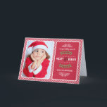 Merry & Bright Christmas. Red Stripe Pattern Photo Holiday Card<br><div class="desc">Happy Holidays. May Your Holiday Season be Merry & Bright. Red Stripe Pattern design Christmas Photo Cards with personalised photo and family name. Matching cards,  favours and gifts available in the Christmas & New Year Category of our store.</div>