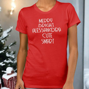 Merry Bright Christmas script typography monogram T-Shirt