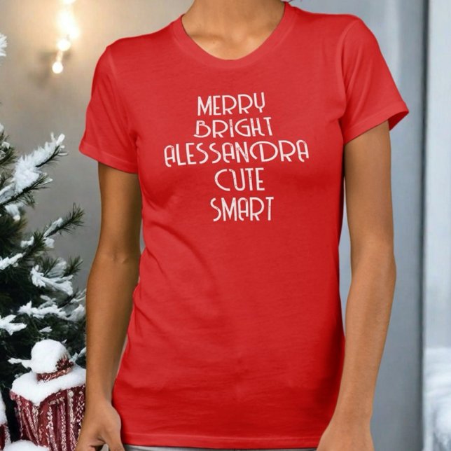 Merry Bright Christmas script typography monogram  T-Shirt (Creator Uploaded)