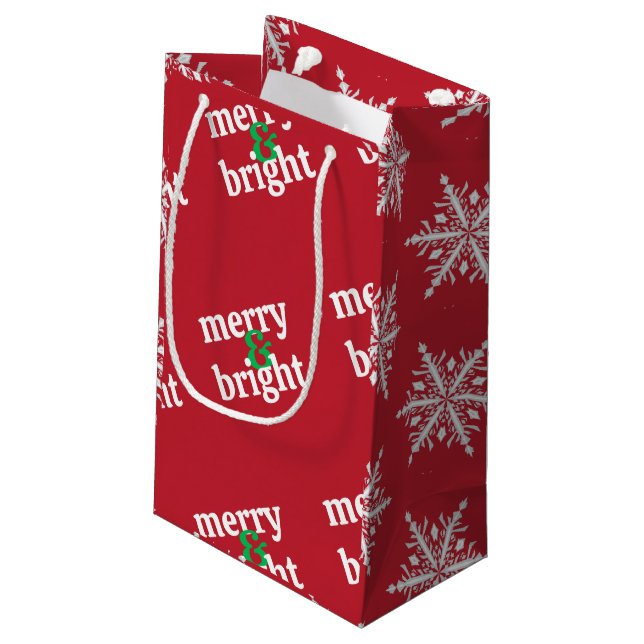 "Merry & Bright" Christmas Small Gift Bag (Back Angled)