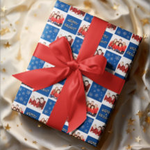 Merry & Bright Christmas Snowflake Photo Blue