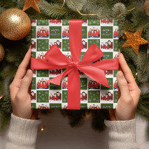 Merry & Bright Christmas Snowflake Photo Green