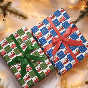 Merry & Bright Christmas Snowflake Photo  Wrapping Paper Sheet