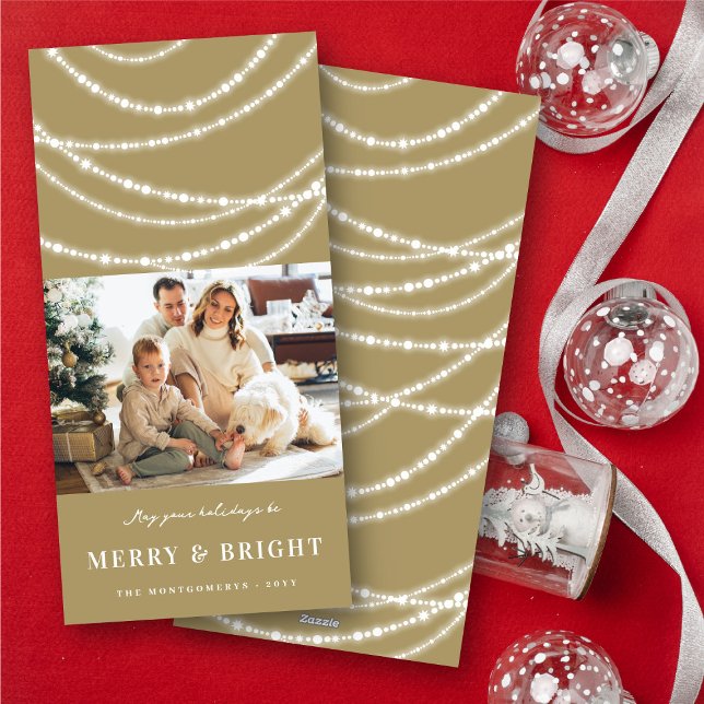 Merry & Bright Christmas Sparkling Lights Photo Holiday Card (Merry & Bright Christmas Sparkling Lights Photo Holiday Card @ fat_fa_tin)