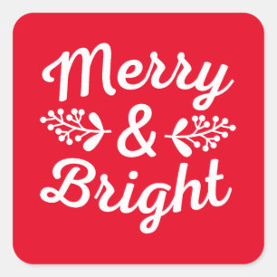 Merry & Bright Christmas  Square Sticker