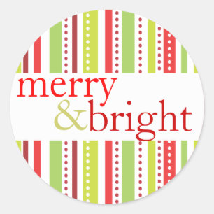 Merry & Bright Christmas Stripes Holiday Label