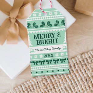 Merry & Bright Christmas Sweater Mint Green Gift Tags