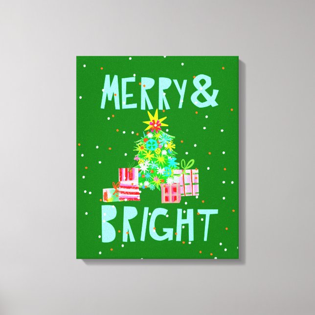 Merry & Bright Christmas Tree Canvas Print (Front)