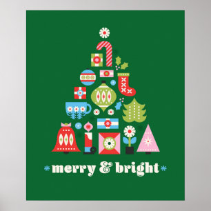 Merry & Bright Christmas Tree Gifts Poster