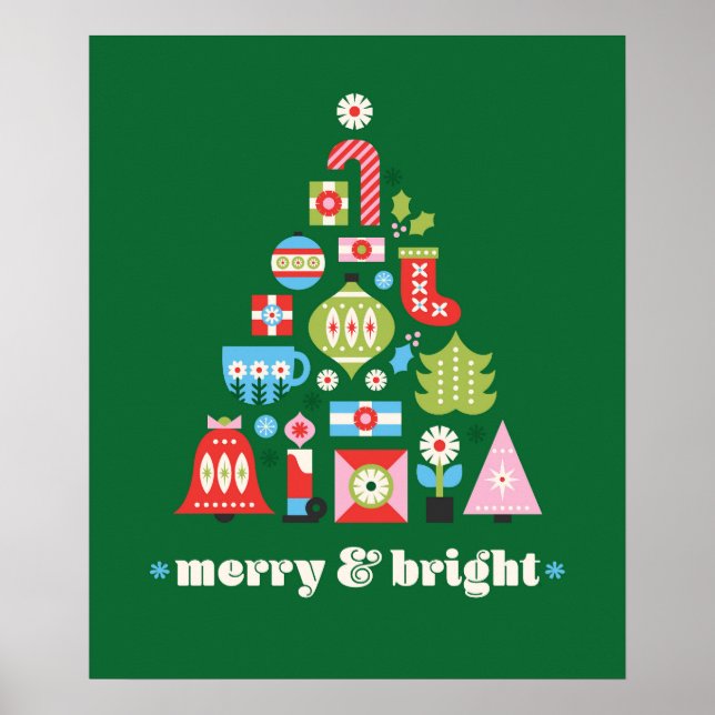 Merry & Bright Christmas Tree Gifts Poster (Front)