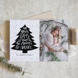 Merry & Bright Christmas Tree | Holiday Photo Card<br><div class="desc">Modern holiday photo card featuring modern calligraphy and Christmas tree illustration. Other colours and matching items such as photo cards and labels are available.  
 "May your days be merry and bright."</div>