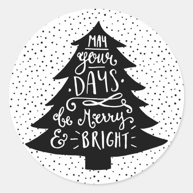 Merry & Bright Christmas Tree | Holiday Sticker (Front)
